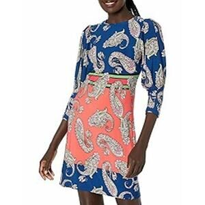 Vince Camuto NWT Paisley Jersey Shift Dress Novelty Sleeve Back Zip Size 18